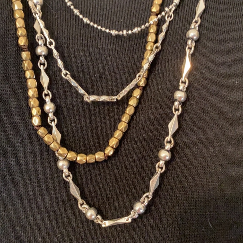Layered Beaded Necklace in Gold and Silver